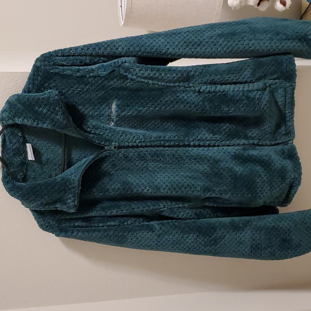 Columbia Women's Fleece Jacket/cardigan size L EUC Forest Green